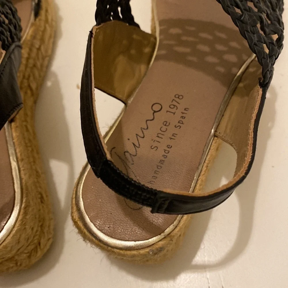 Gaimo handmade in Spain black wedges sandals. Size 38